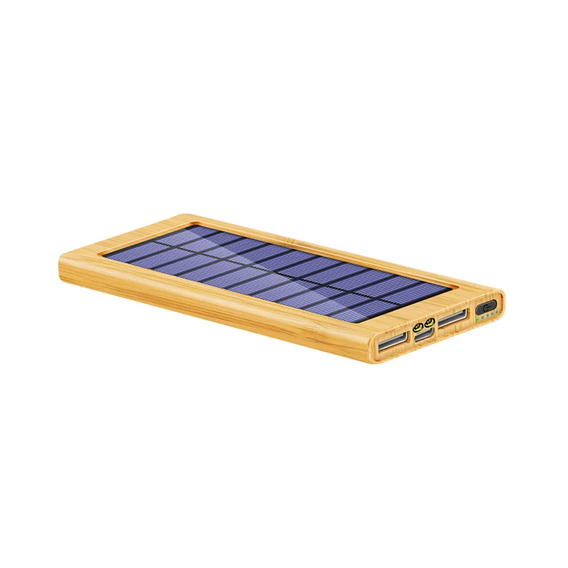 Custom Outdoor Fast Charging Mobile Eco Friendly Wood Portable Led Light up Pd Wooden Powerbank 10000mah Solar Bamboo Power Bank