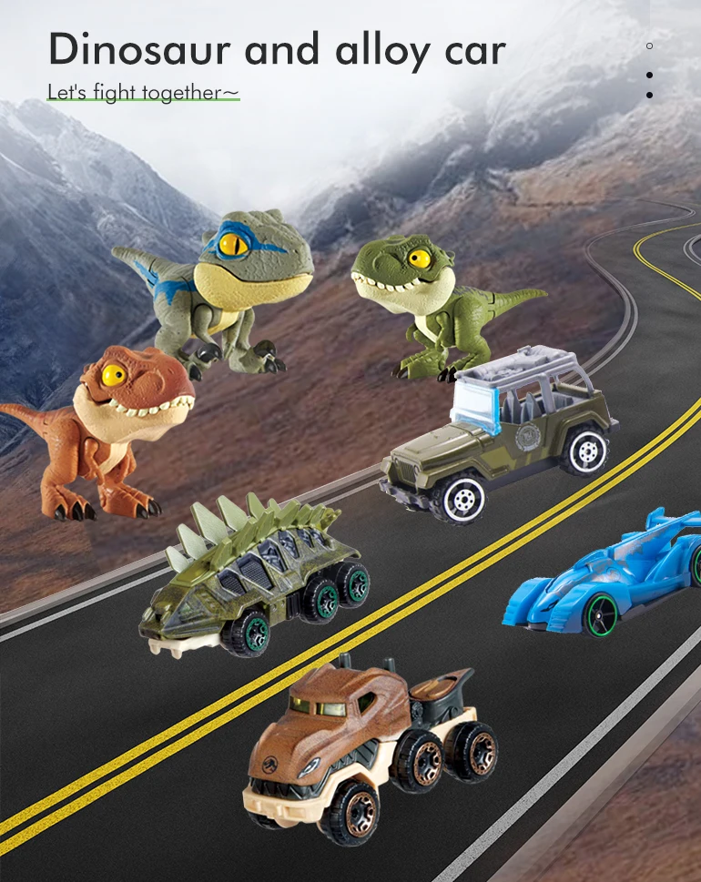 Educational Toys New Product 3 PCS Mini Animals Figures Dino Diecast Mini Pull Back Dinosaur Car Toy Set