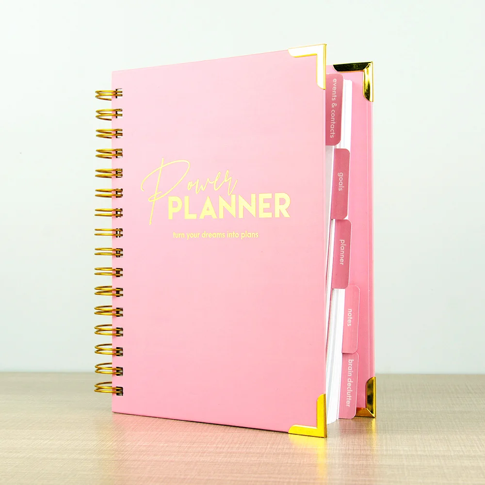 Factory Printing OEM New Design Good Quality Hardcover Spiral Wire Ring Planner Books A4 A5 Custom Journal