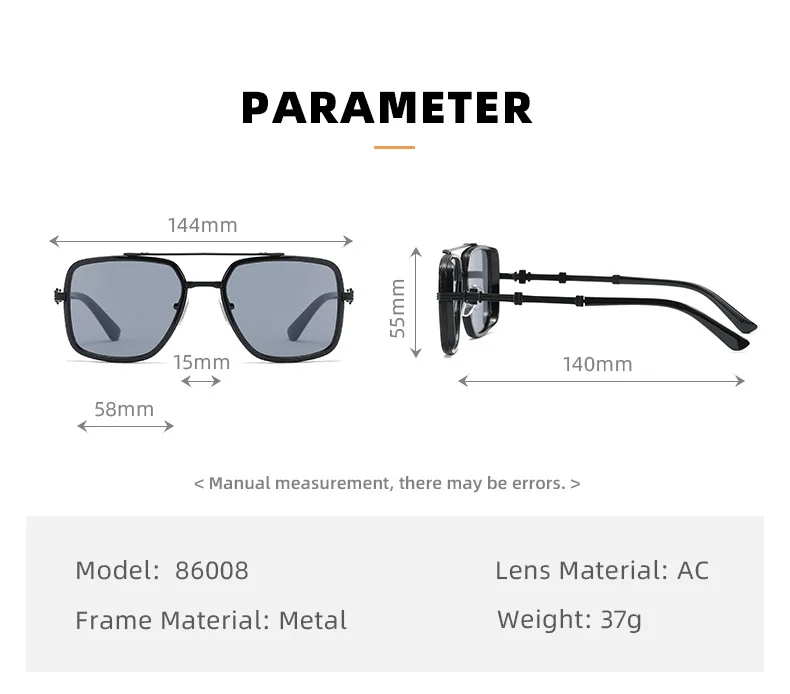 Gwtnn Oem Sonnenbrille 2023 Man Steampunk Rectangular Sunglasses Metal