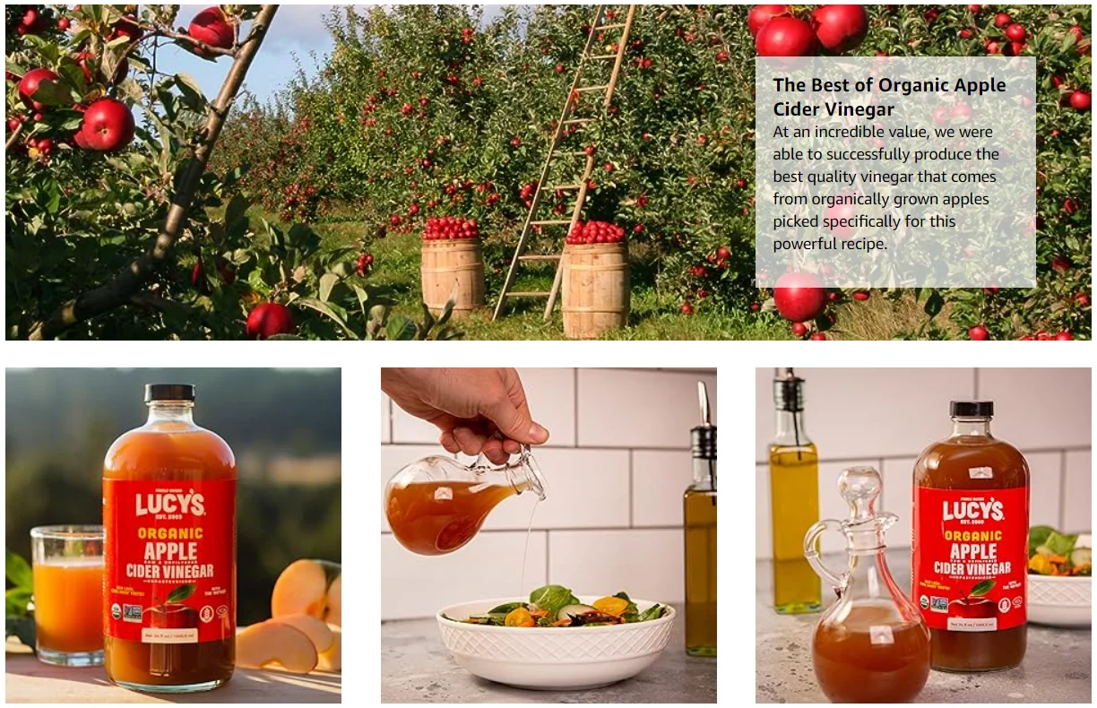 Lucy's Organic Apple Cider Vinegar - 34oz Glass Bottle