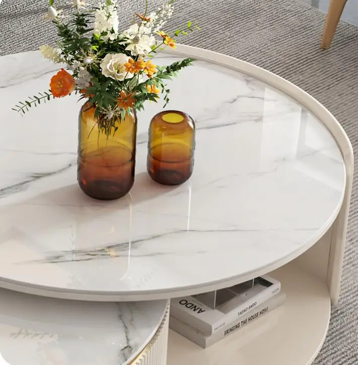 Living room furniture combination retractable coffee table marble tea table for hotel