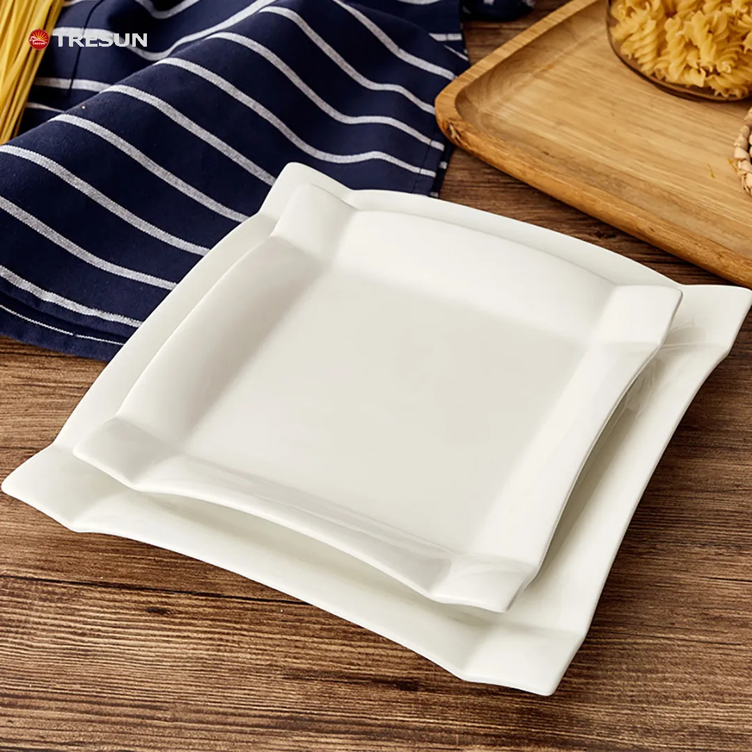 Wholesale Factory Sale Restaurant Hotel Serving Ceramic Square Dinner Plate Dish For Catering