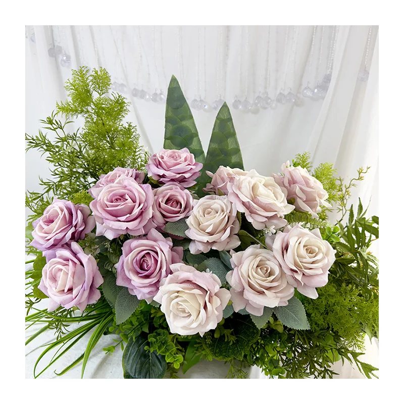 product artificial flower home wedding decoration meichen 7 head rich rose  q-56