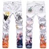Pantaloni di jeans skinny hip hop da uomo bianchi