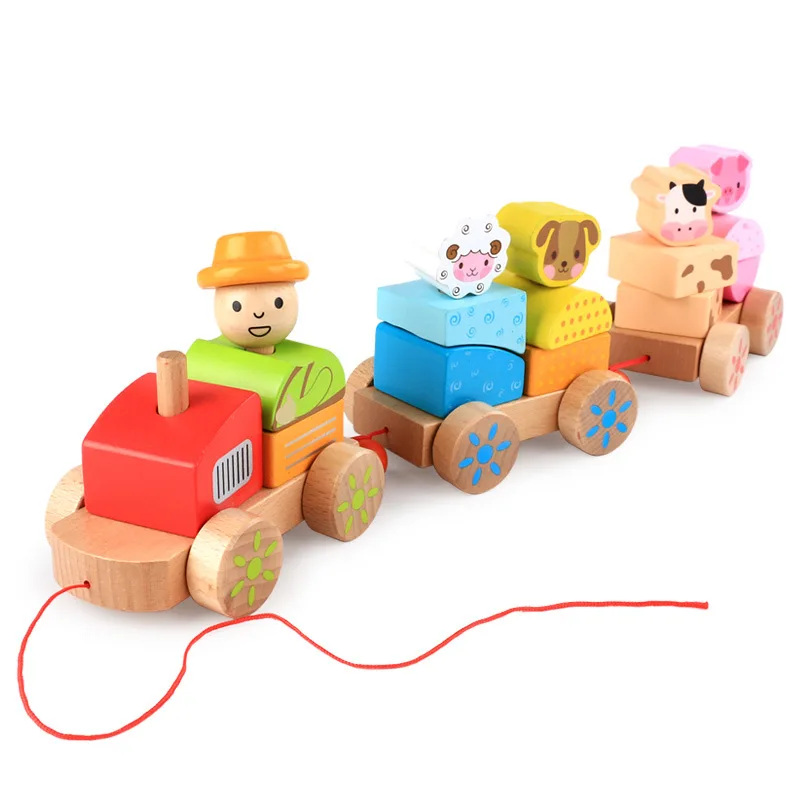 wooden train animals