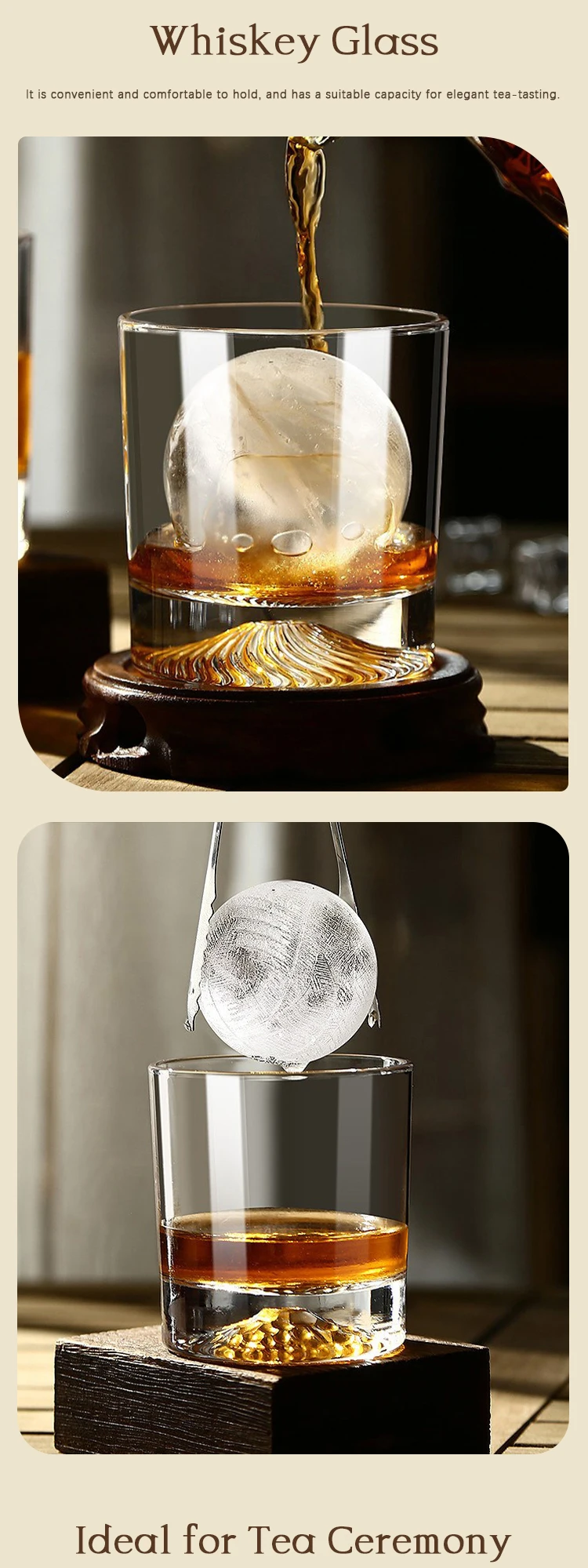 Custom Logo Crystal Fuji Mountain Thick Bottom Whiskey Glasses Bar Premium Handmade Tasting Whisky Glass