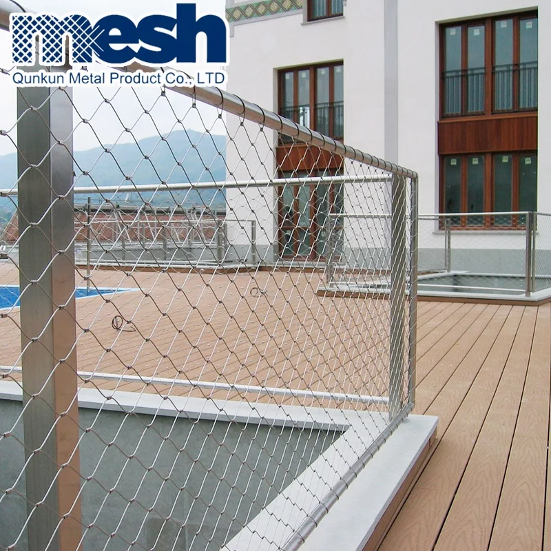 Stainless Steel Wire Rope Mesh Net Rock Fall protection Fence Parrots Enclosure Mesh Stainless Steel Flexible Wire Mesh Netting