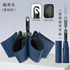 Paraguas plegable automático con hebilla de anillo de sección azul marino - negro