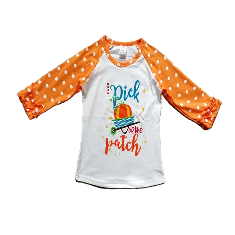Blue, 3T Baby Kids Girl Unicorn Halloween Pumpkin Car Print Ruffle Polka Dot Long Sleeve Cotton T-Shirt Top Outfits 