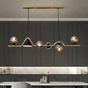 JACKSUN Kitchen Island Lighting LED Glass Shade Chandeliers Modern Glass Pendant Light Restaurant Sphere Shape Pendant Dining