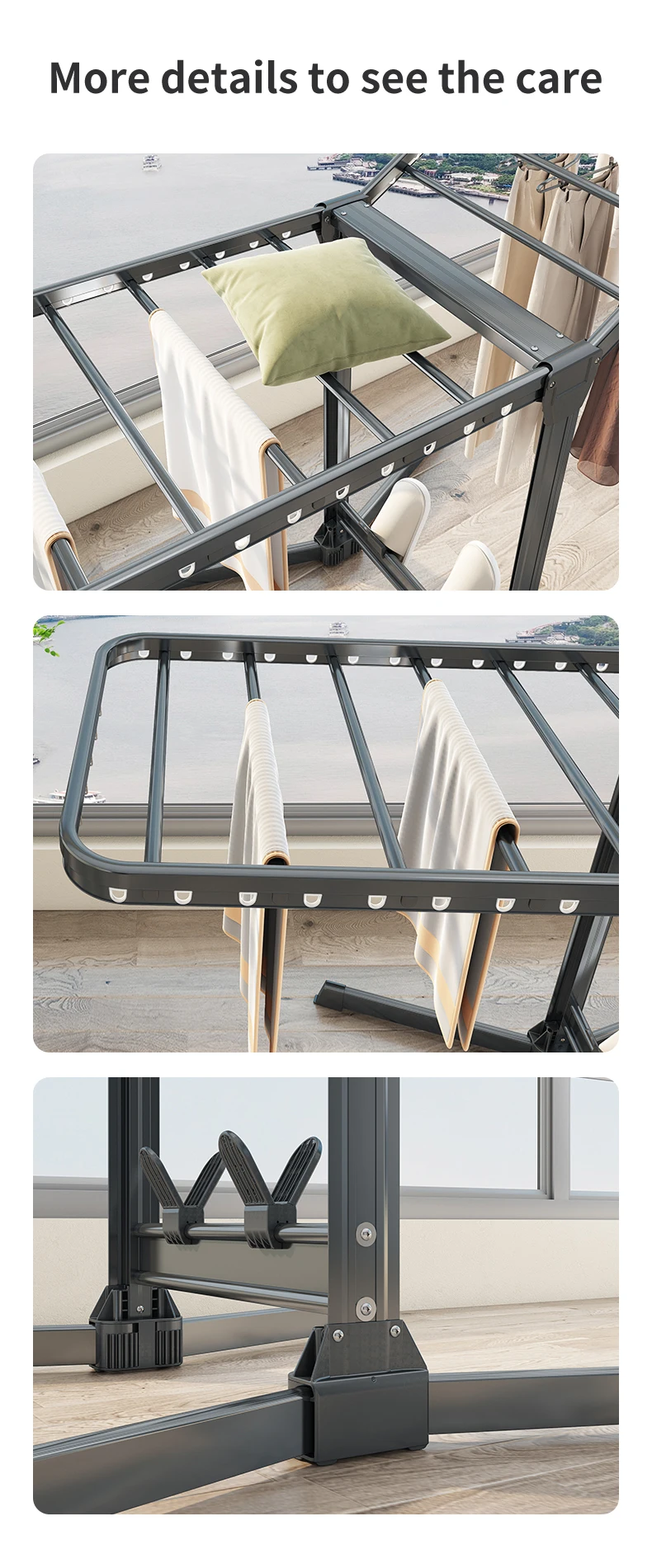 High Level Quality Aluminum Alloy Heavy Duty Standing Foldable Clothes