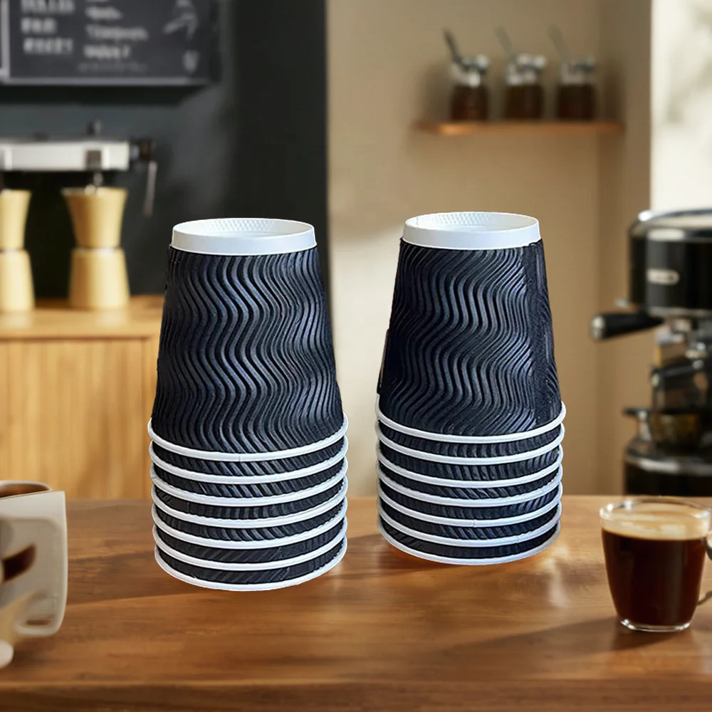 8oz Triple Wall Ripple Paper Hot Cups Double Layer Insulated for Restaurants and Cafes Printed Material  Craft and Pack