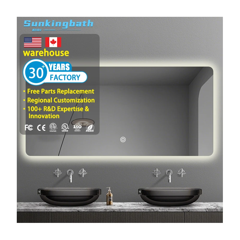Hot Sale Display Anti Fog Bathroom Smart Mirror with Led Light Waterproof Led Backlit Bathroom Mirrors