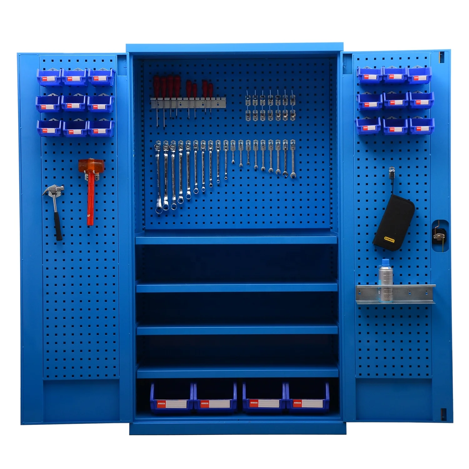 Hanger sheet tool cabinet with single shelf industrial storage