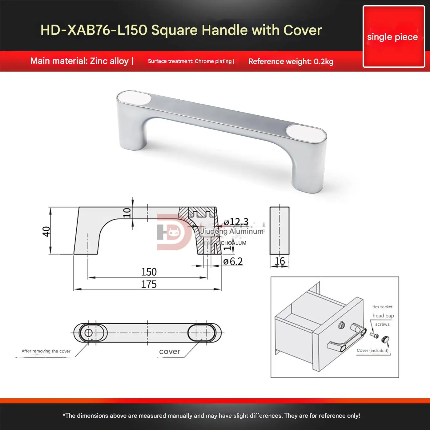 150  zinc alloy square handle with cover for door  window beveled handle-20
