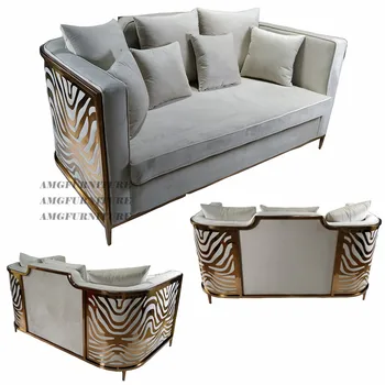 China Estilo Modern sofa set furniture luxury Quality Golden steel couch living room sofas modern