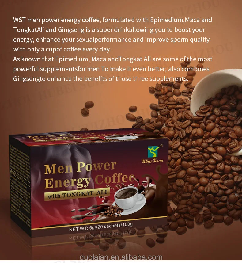 Private Label Men Power Coffee Organic Maca Black Energy Natural Herbs Instant X Power Coffee 