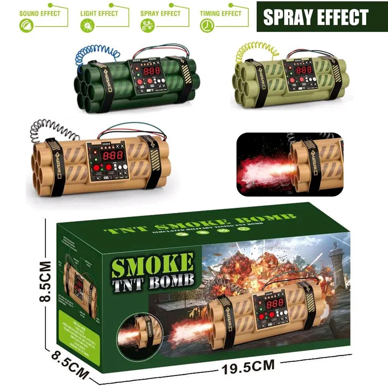 CS Smoke Time Bomb with Sound and Light Grenade Military TNT Smoke Bomb Inspired Children'sToy
