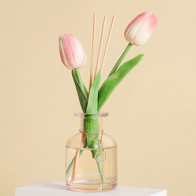 Reed Diffuser Custom Home Decoration Glass Reed Diffuser Fire Free Aromausible Dried Flowers
