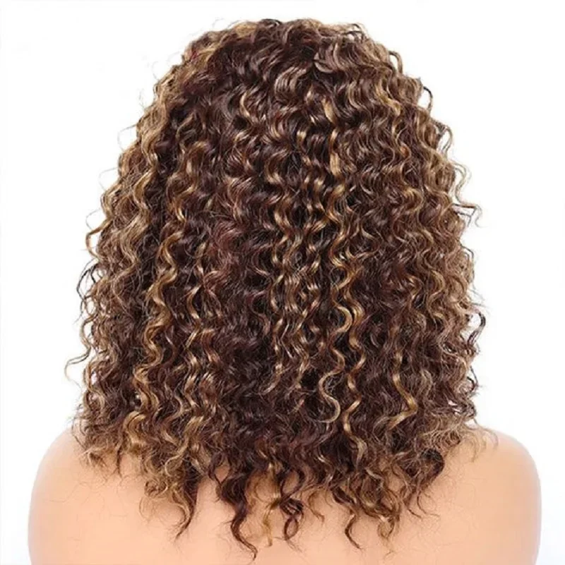 Pruun lühike bob-sinistest lokkis pitsilise esiosaga parukas_voghion.com