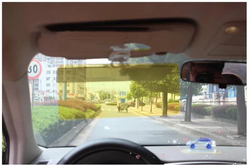 Universal 2 in 1 adjustable day and night vision anti-glare car windshield sun visor