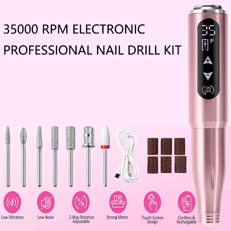 2024 New Touch Screen Electric Portable Household Handheld Nail Polishing Pen 35000 RPM Nail Drill Pen