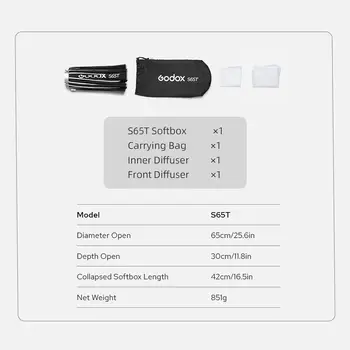 Godox S65T 65cm/25.6in Quick Release Umbrella Softbox Professional Foldable Softbox product image