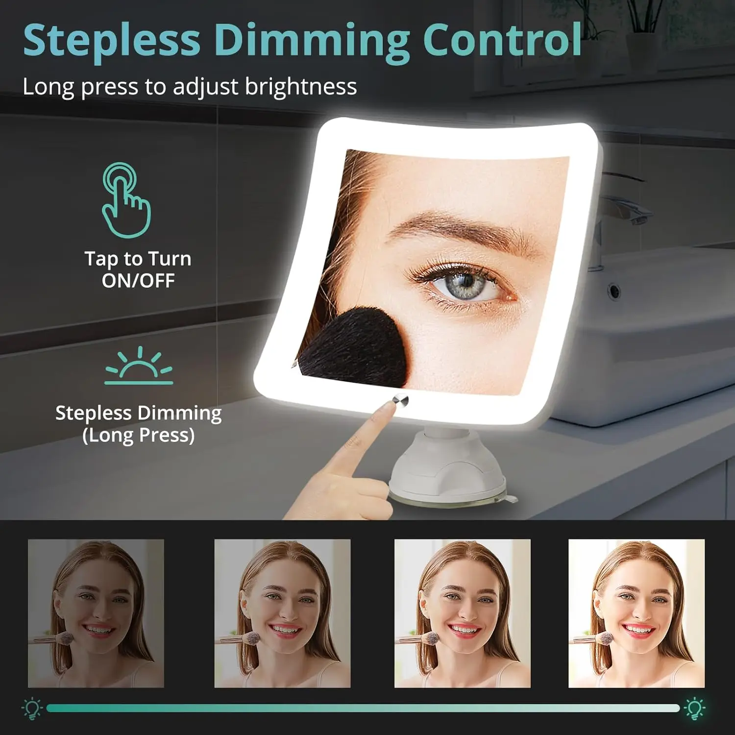 Manufacturer Upgraded 30X Rechargeable LED Sensor Touch Sensor Dimmable Switch Lighted Foldable Silver Finish Magnifying Mirror