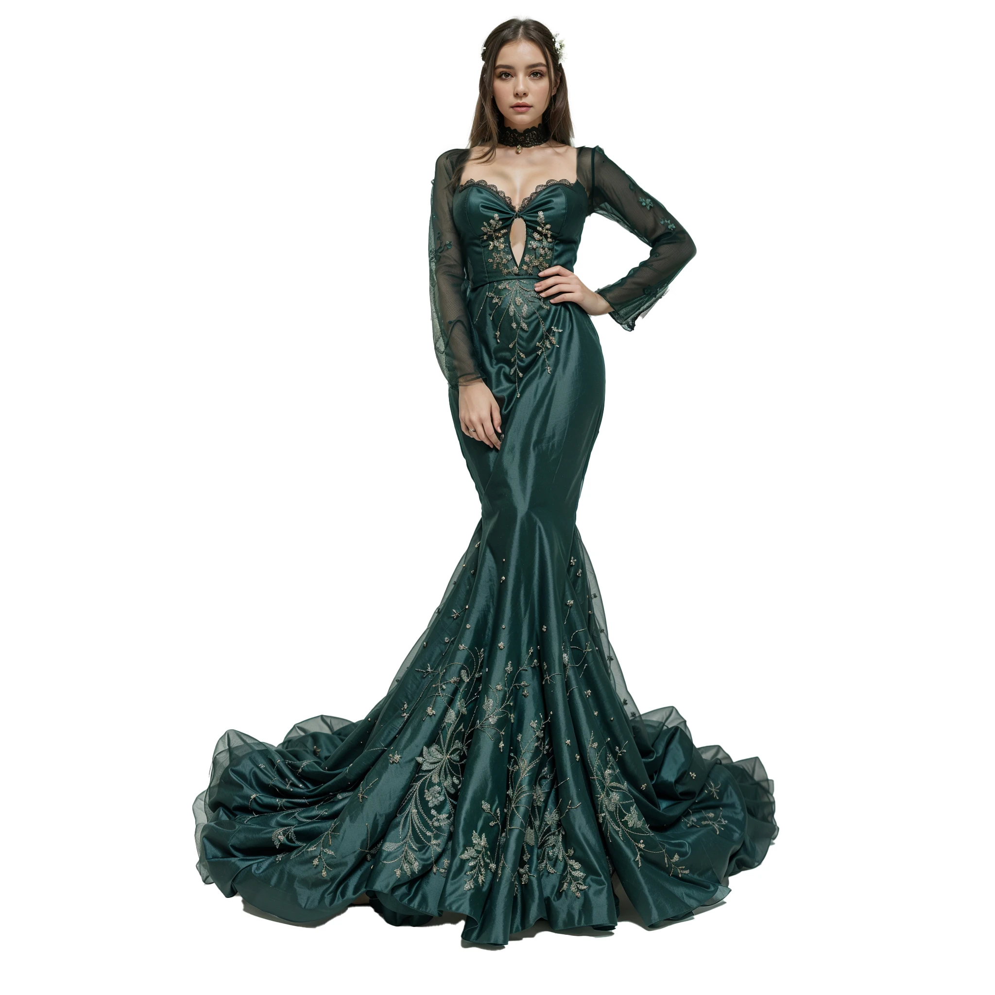 Emerald Green Formal Evening Gown Chic Fishtail Style with Chic Sequins Long Lace Skirt Elegant Wedding Dress for Parties Emerald Green Formal Evening Gown Chic Fishtail Style with Chic Sequins Long Lace Skirt Elegant Wedding Dress for Parties