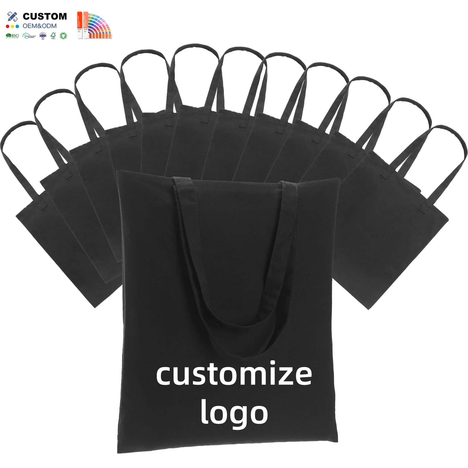 Promotional Carry Long Handle Customer Design Shopping Tote Cotton Bag With Logo