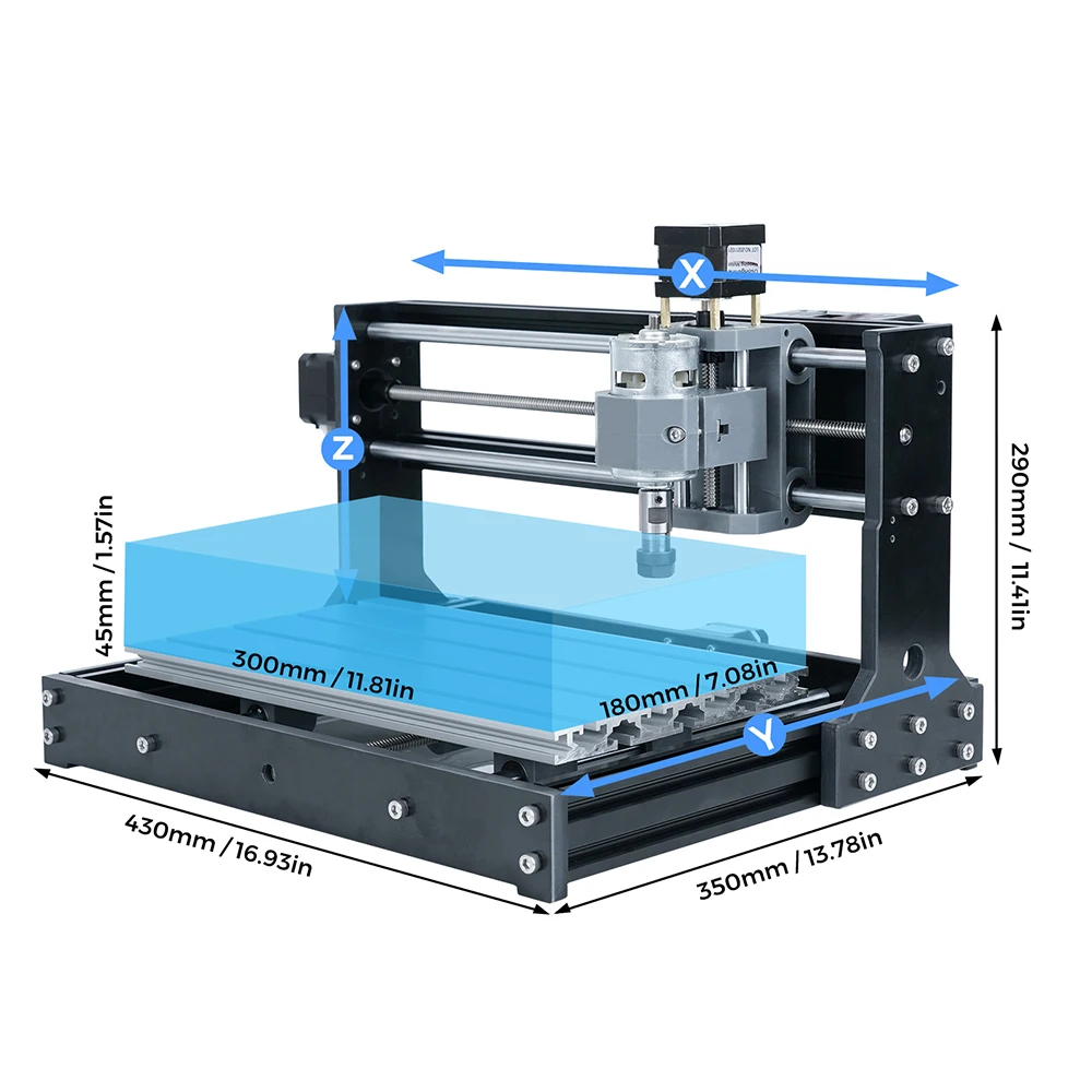 TWOTREES CNC 3018 Mini Router Multi-Axis 300*180mm Carving Working Size Cnc Freze Makinesi for Home Business Use Wood