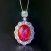 Red corundum six-pointed star light pendant with chain