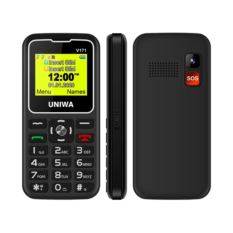 V171 Elderly Senior Ultra-Compact Cell Phone with Voice Changer and SOS Function Features