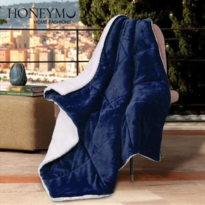 HONEYMOON Wholesale Modern 100% Polyester Super Soft Customized Christmas Throw Blanket Reversible Quilt Sherpa Throw