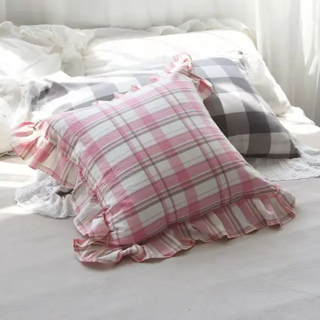 Instagram Cotton Wash Cotton Square Pillow Korean Lace Pillow Sofa Bedroom Cushion Cover
