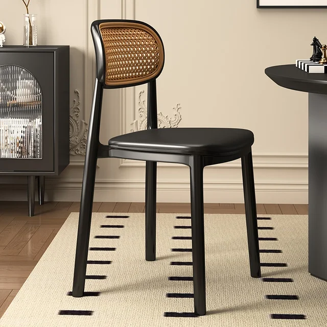 Nordic Rattan Plastic Chair Modern Stackable Dining Chair Home Office Small Apartment Internet Celebrity Medieval Back Desk