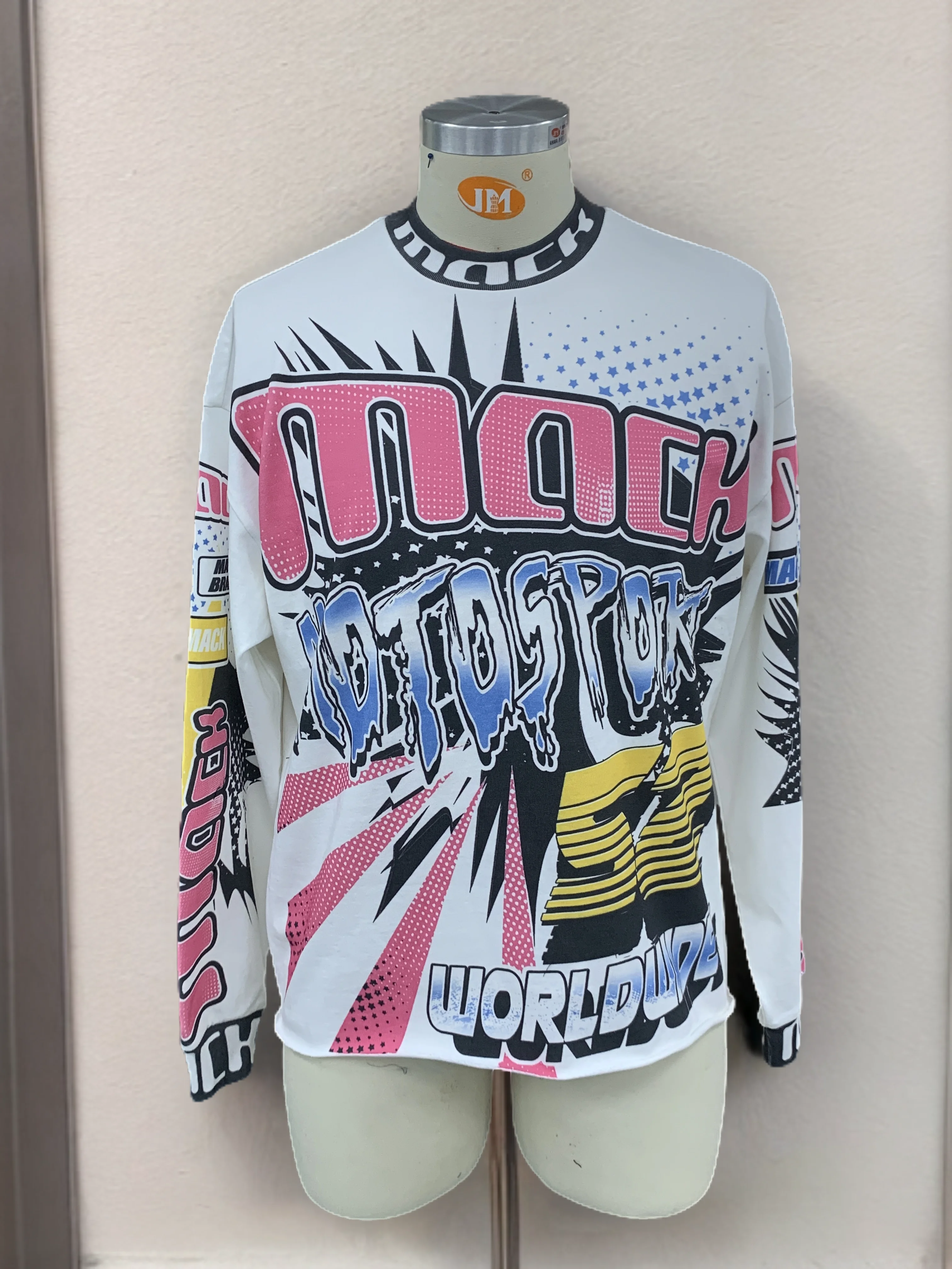 Salati Custom Streetwear T-shirt Patchwork All Over Printed Oversized Acid Wash Racing Motocross Jersey Long Sleeve T Shirts Men gallery 7