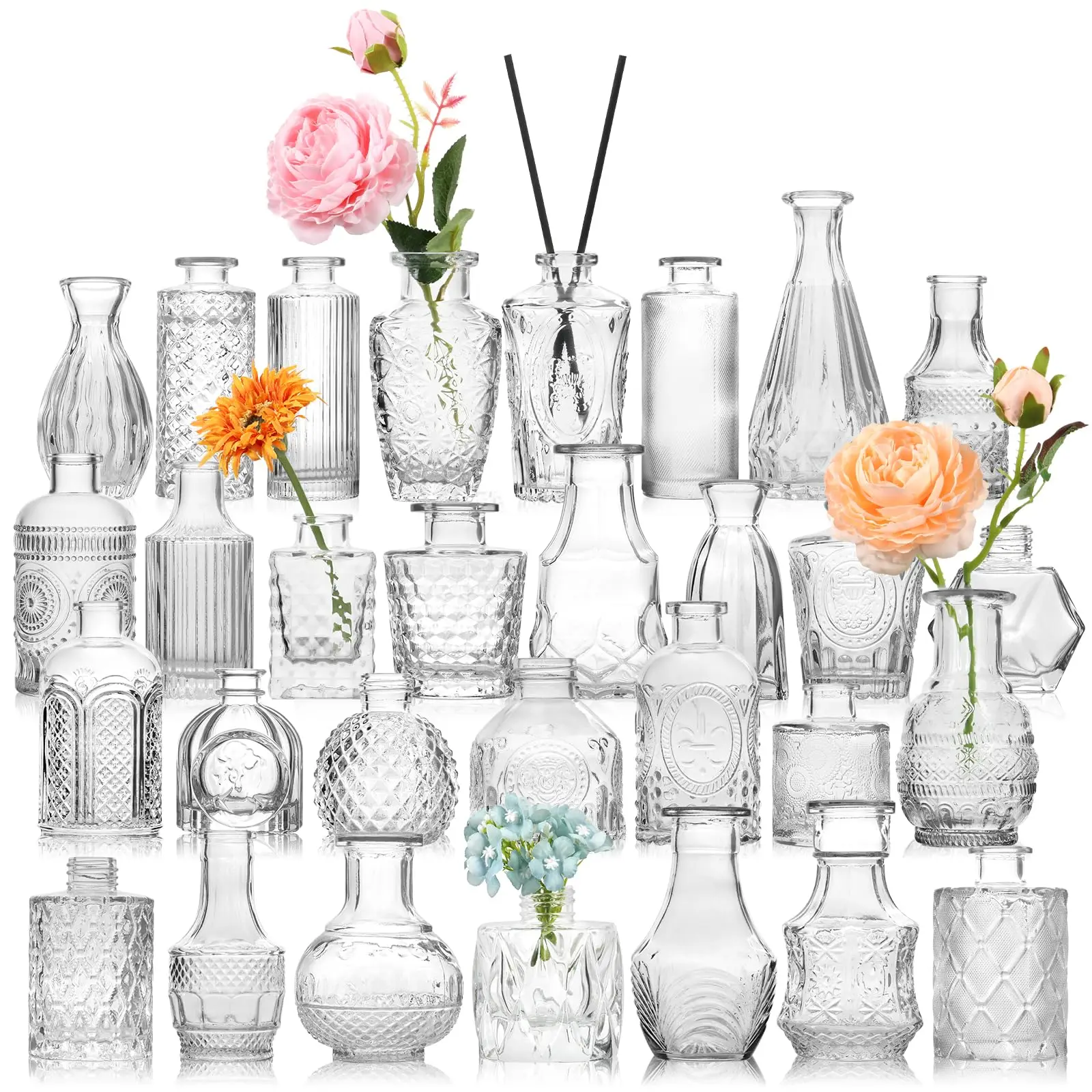Glass Bud Vases Bulk Centerpieces Mini Glass Vintage Vases For Wedding ...