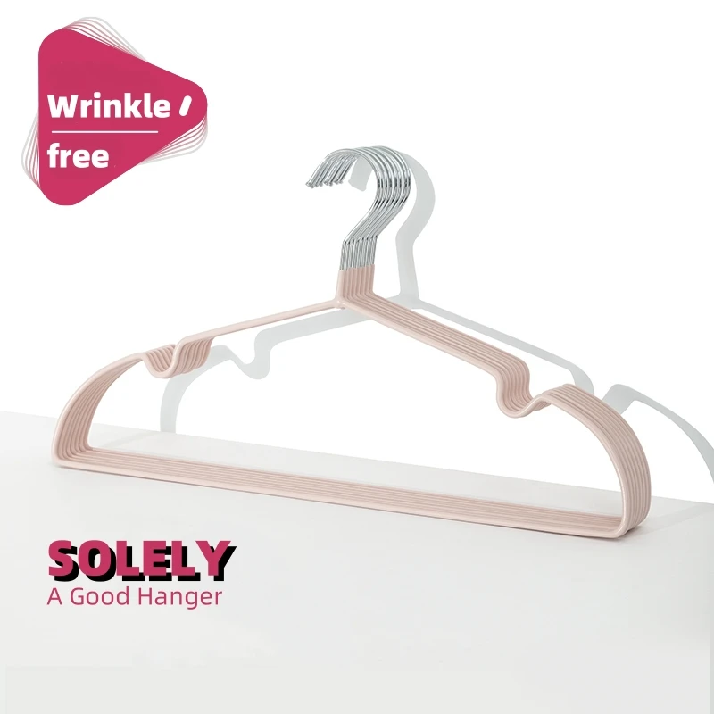 SOLELY groove design 16 inches Wrinkle-free Skirt Hanger metal wire hanger plastic coated