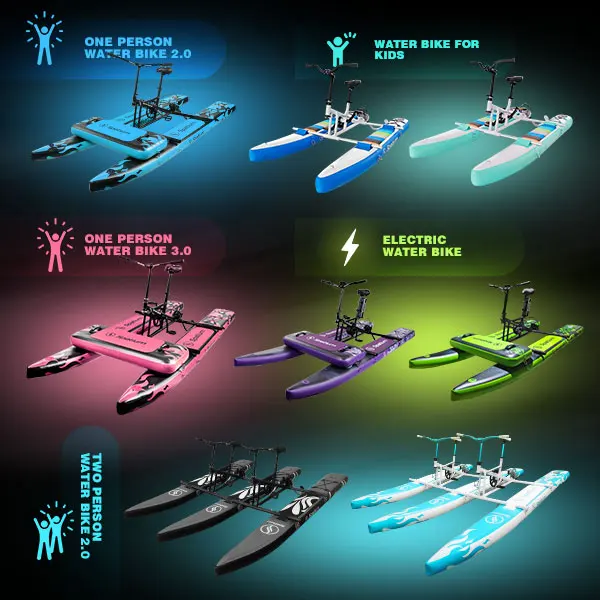 2025 New Arrival Double Inflatable Tandem Bicycle Floating Water Bike  Bicycle Pedal Boat With Propeller for Two Person