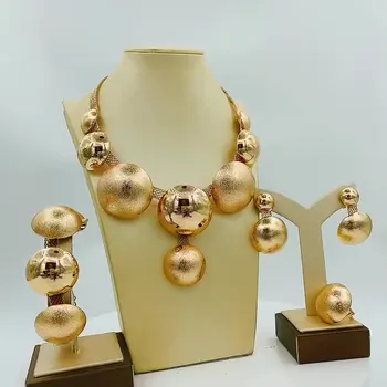 18k gold luxury necklace earrings Ladies big jewelry set