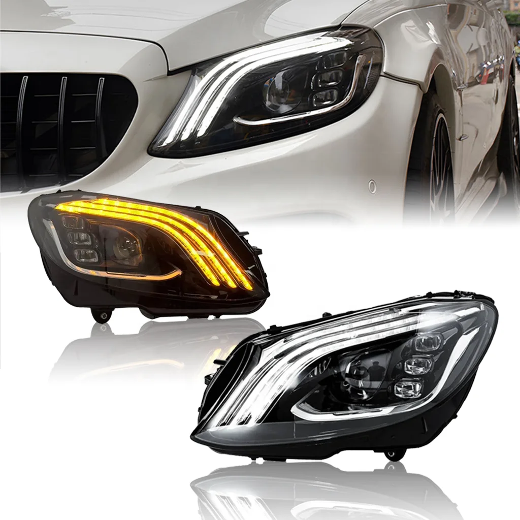 C-Class W205 2015-2021 Upgrade Maybach Style Full LED Headlights for Mercedes-Benz C160/C180/C200/C250/C300/C43/C63 AMG
