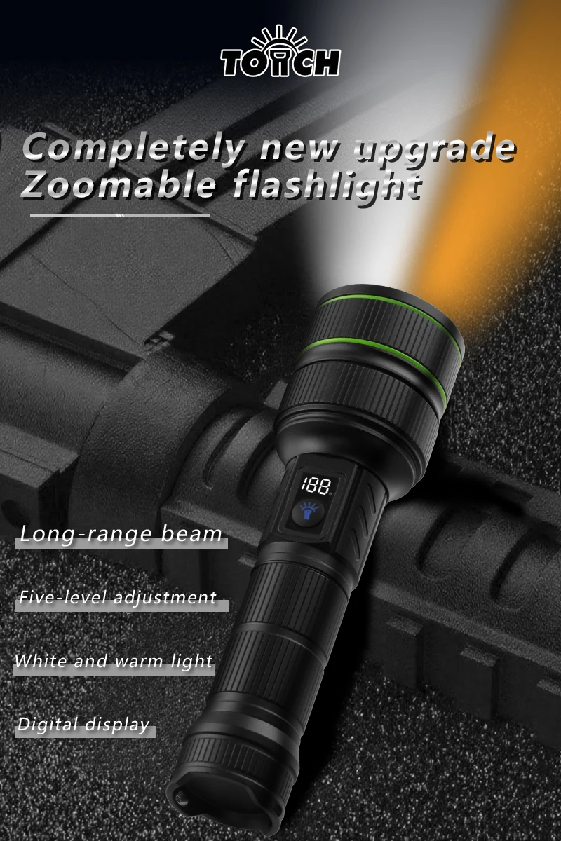 product high lumens power bank usb rechargeable zoomable led waterproof long range powerful led torches light tactical flashlights-15