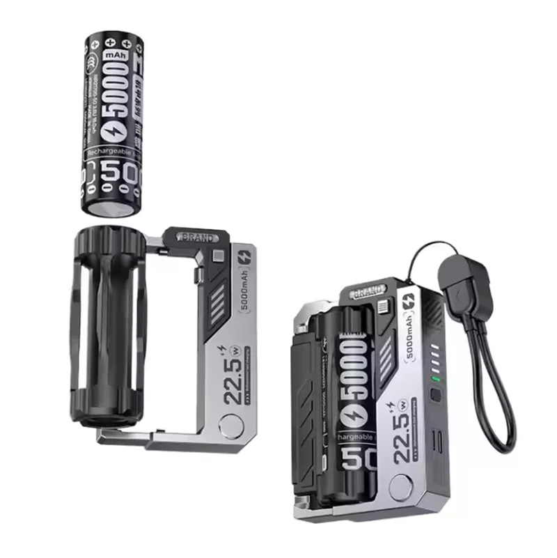 New Portable Mechanical Design One-click Battery Change Mini Power Bank 20000mAh External Battery Charger