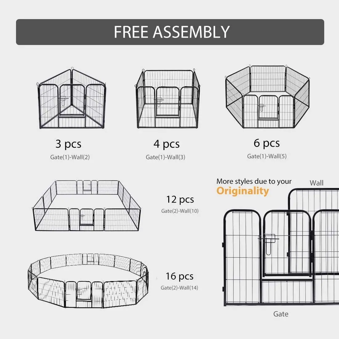 Heavy duty metal dog fence doghouse outdoor play pen for dogs