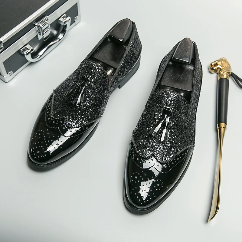 shiny black dress shoes for men Black Patent Oxford Tuxedo Shoes main image 0