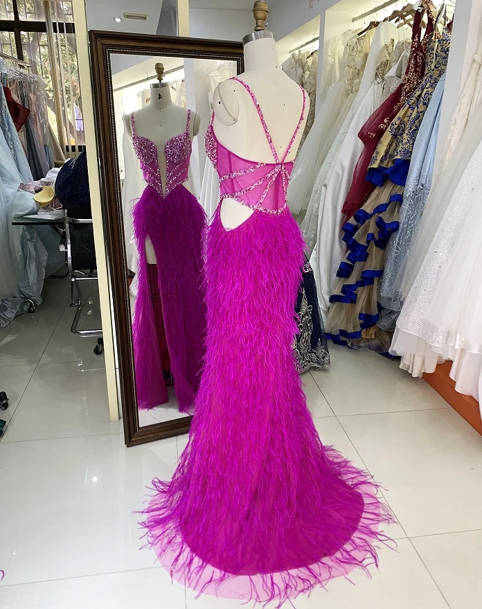 Beading Feather Bottom Skirt Long Prom Dress 2025 Long Evening Gown Dress for Women Beading Feather Bottom Skirt Long Prom Dress 2025 Long Evening Gown Dress for Women