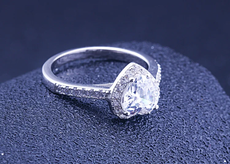 KAKODIY Love Ring Heart Shaped Zircon Sparkling Ring 925 Sterling Silver Women Engagement Wedding Heart Shaped Eternity Ring detail 7