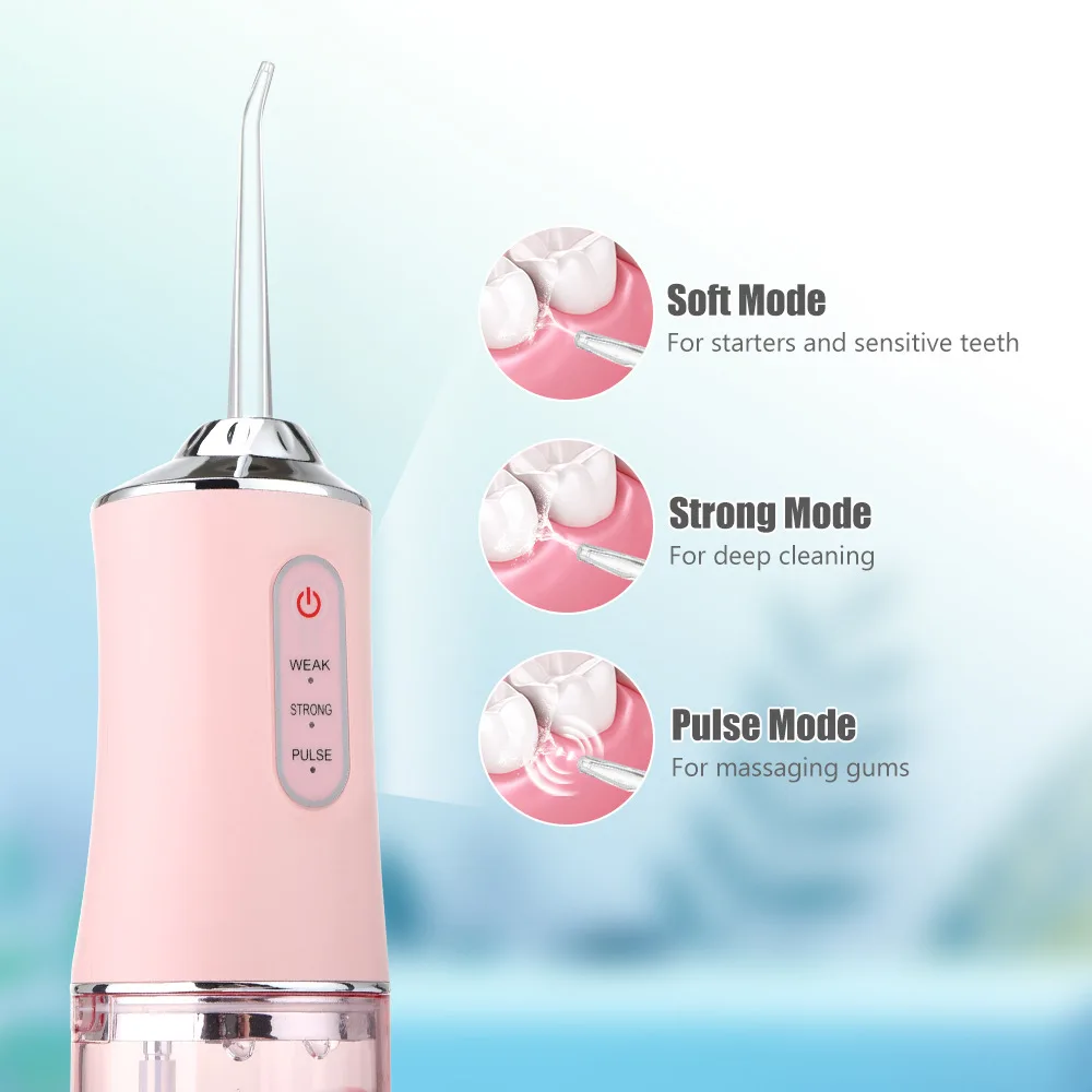 Cordless Dental Teeth Irrigator Portable Water Flosser Rechargeable Ipx7 Waterproof Oral Irrigator 220ml Water Dental Flossers